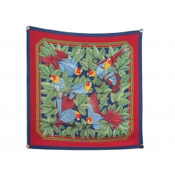 FOULARD HERMES LES PERROQUETS DETAIL J.METZ CARRE 90 SOIE MULTICOLOR SCARF 580€