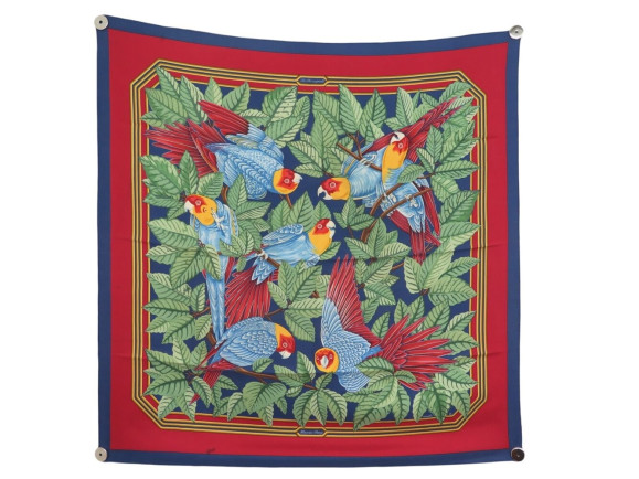 foulard hermes les perroquets detail j.metz carre 90