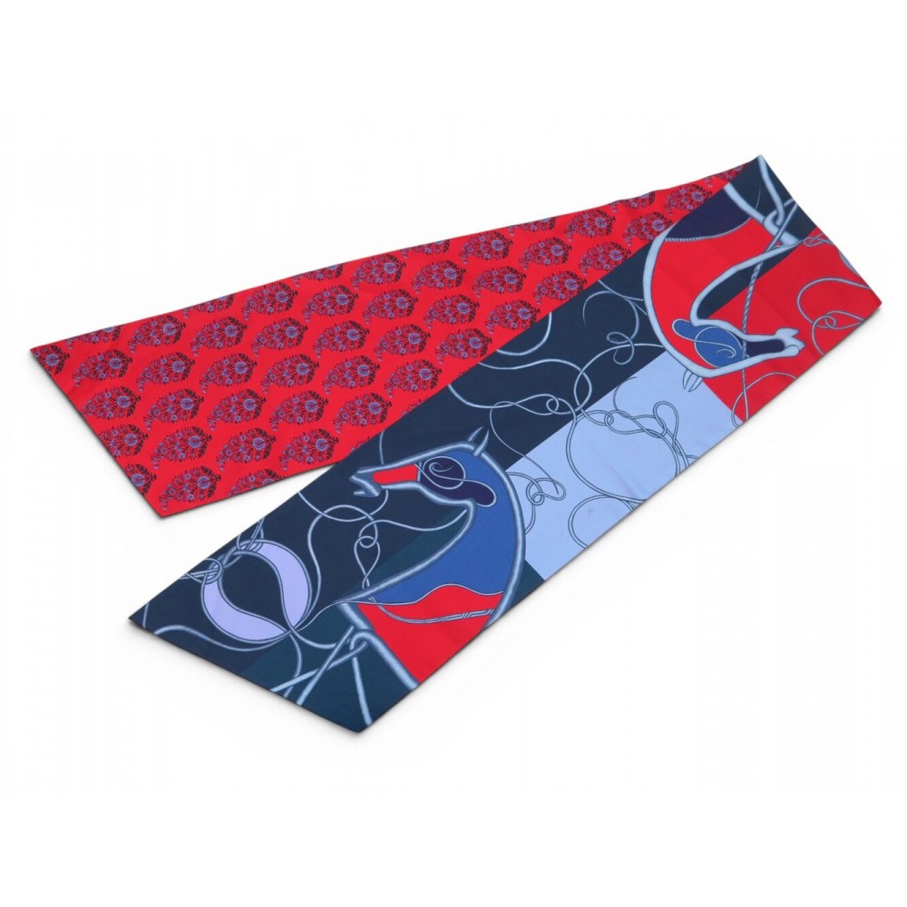 ECHARPE HERMES MAXI TWILLY DOUBLE FACE SLIM CUT COUP DE FOUET AU BLOC SOIE 420€