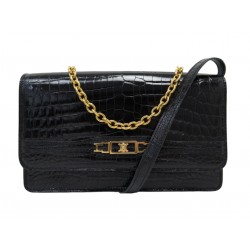 VINTAGE NEUF SAC A MAIN CELINE FERMOIR TRIOMPHE CUIR CROCODILE BANDOULIERE BAG