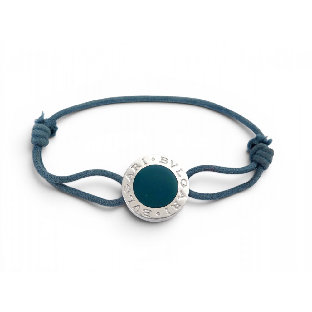 BRACELET BULGARI BVLGARI ARGENT MASSIF 925 SUR CORDON BLEU SILVER BANGLE 300€