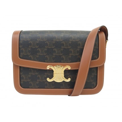 NEUF SAC A MAIN CELINE TRIOMPHE CLASSIQUE 191242 TOILE ET VEAU BANDOULIERE 3350€