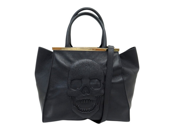 sac a main philipp plein cabas skull cuir graine noir