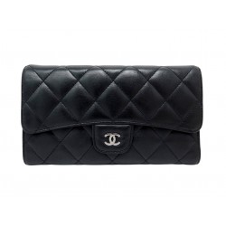 PORTEFEUILLE CHANEL CLASSIQUE TIMELESS EN CUIR MATELASSE NOIR BLACK WALLET 1350€