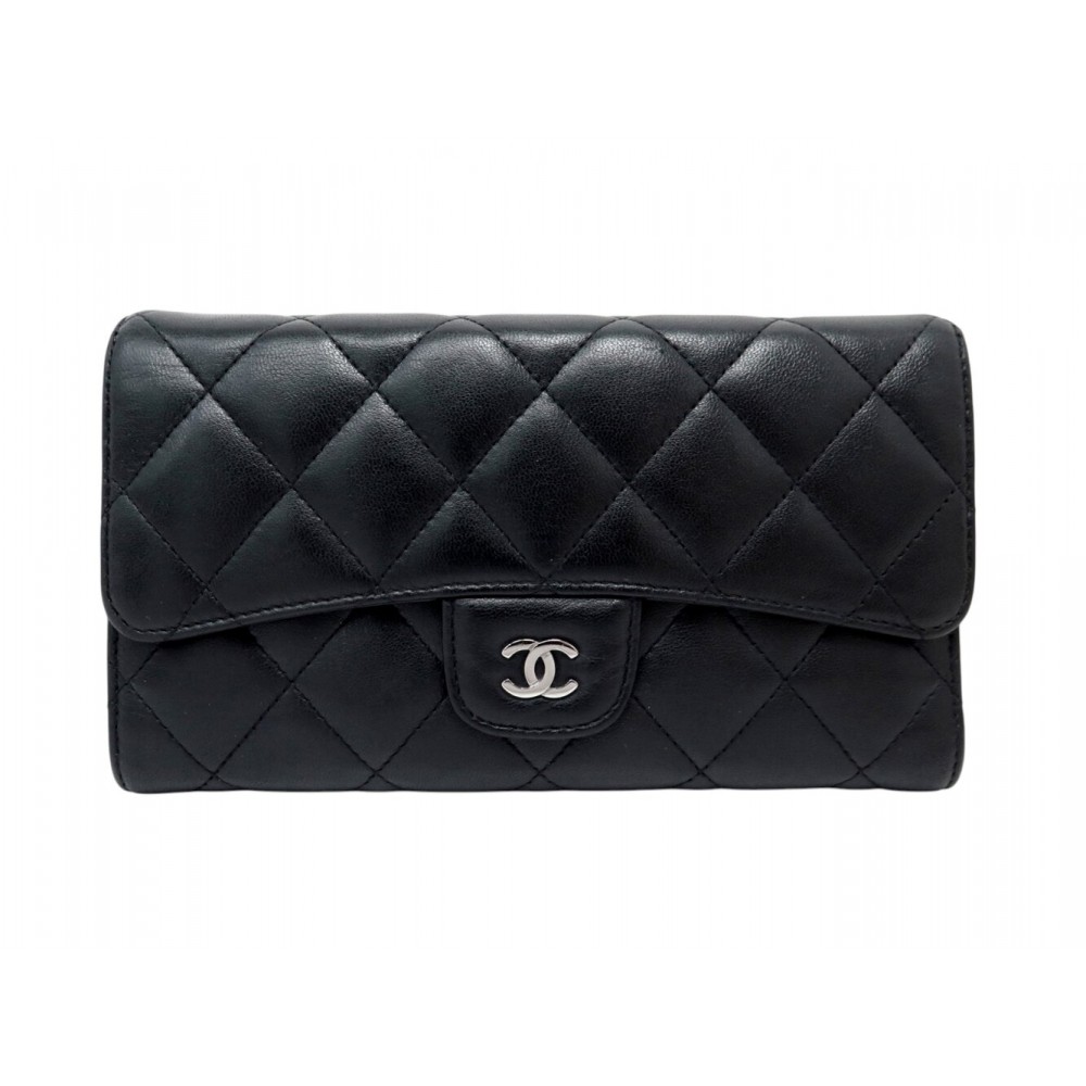 PORTEFEUILLE CHANEL CLASSIQUE TIMELESS EN CUIR MATELASSE NOIR BLACK WALLET 1350€