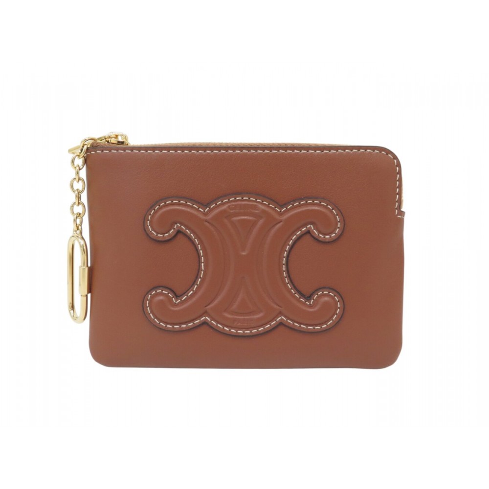 NEUF PORTE MONNAIE CELINE TRIOMPHE EN CUIR VEAU LISSE 10C663DR8 COIN PURSE 360€