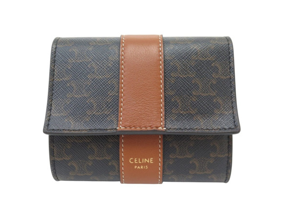 portefeuille celine small trifold toile triomphe