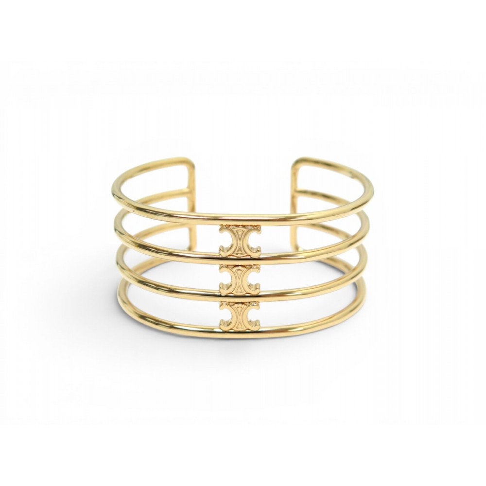 NEUF BRACELET CELINE MANCHETTE TRIOMPHE 460YA6BRA C2 M T15.5CM DORE BANGLE 690€