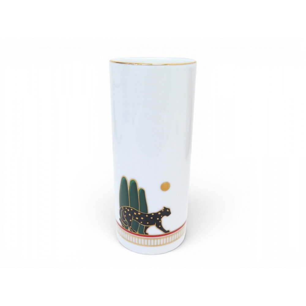 NEUF VASE PANTHERE DE CARTIER MM EN PORCELAINE BLANC CROG000906 BOITE NEW 780€