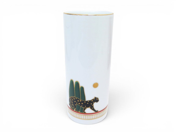 vase panthere de cartier mm en porcelaine blanc