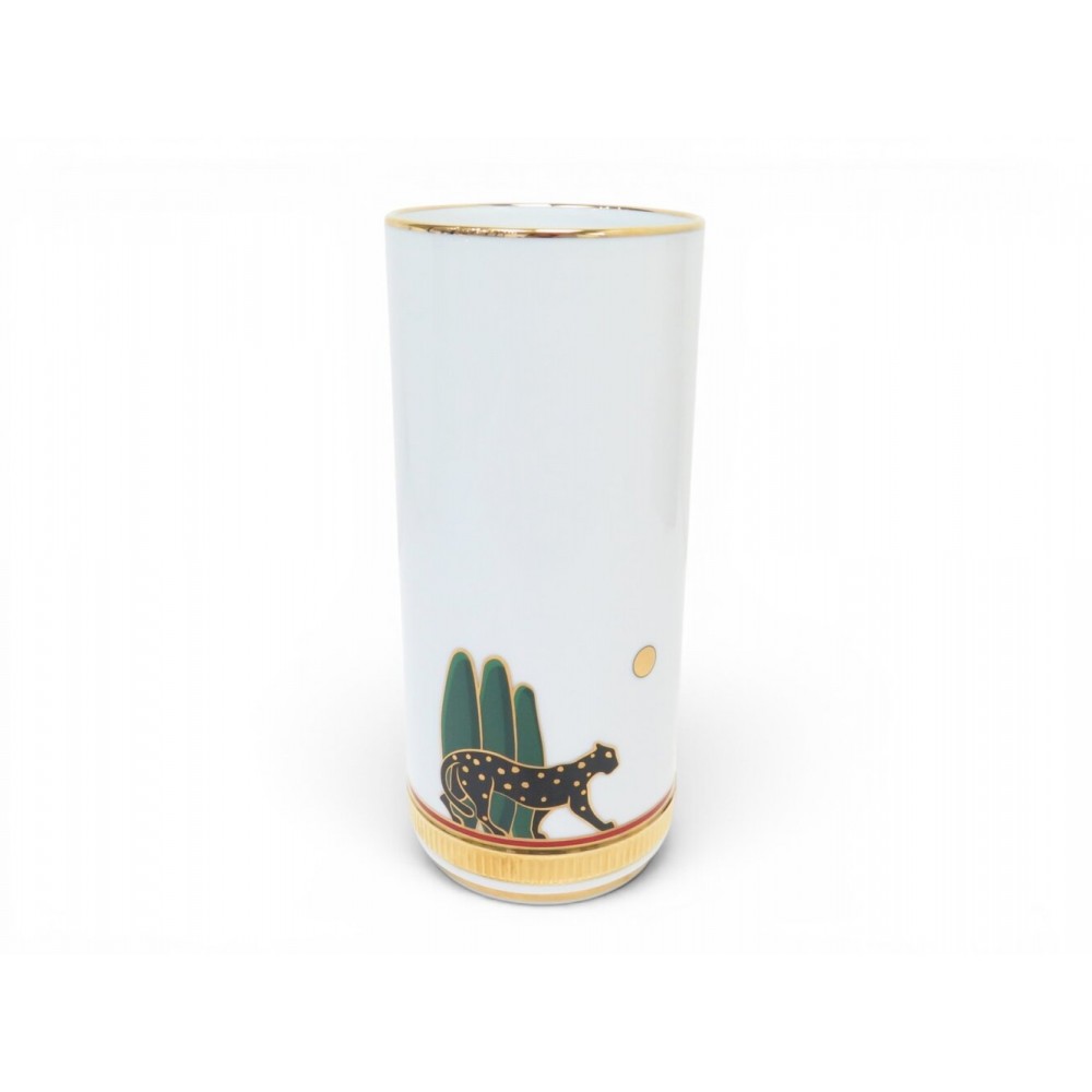 NEUF VASE PANTHERE DE CARTIER MM EN PORCELAINE BLANC CROG000906 + BOITE NEW 780€