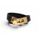 BRACELET HERMES KELLY DOUBLE TOUR H068438CC89T3 16CM CUIR NOIR DORE BANGLE 655€