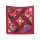 NEUF FOULARD HERMES FLEURS DE L'OPERA JULIA ABADIE CARRE 90 SOIE ROUGE CARF 580€