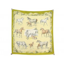 VINTAGE FOULARD HERMES LES POULAINS XAVIER DE PORET CARRE 90 EN SOIE SCARF 580€