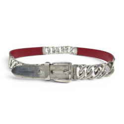  ceinture gucci en cuir rouge chaine
