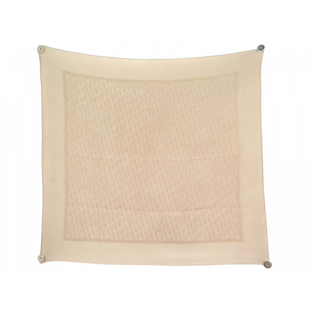 FOULARD CHRISTIAN DIOR MONOGRAMME OBLIQUE CARRE 90 EN SOIE BEIGE SILK SCARF 520€