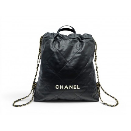 NEUF SAC A DOS CHANEL 22 AS3313 CUIR MATELASSE NOIR LEATHER BACKPACK BAG 8000€