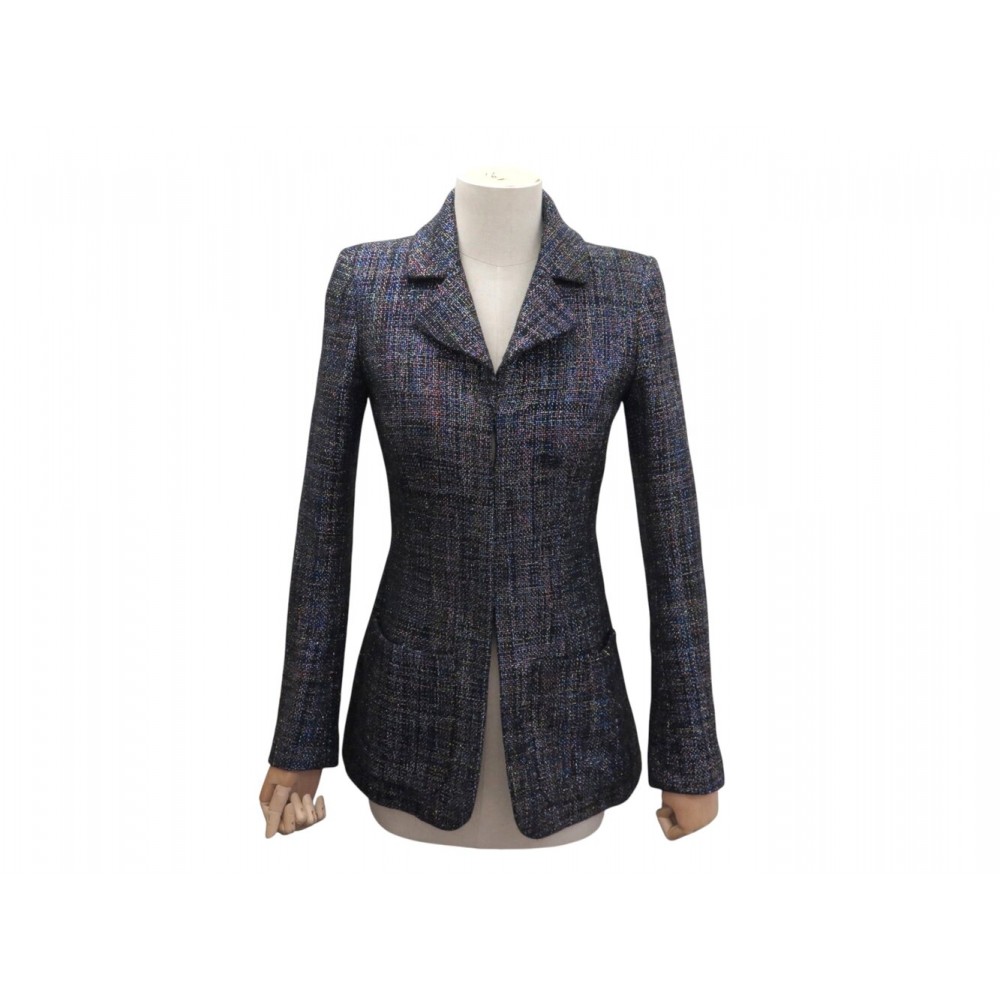 NEUF VESTE CHANEL CINTREE LUREX P53810V40315 S 36 TWEED MULTICOLORE JACKET 8000€