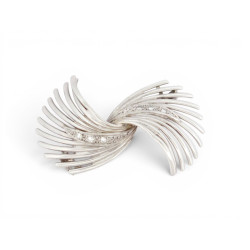  broche retro ruban torsade en or blanc 18k 8gr