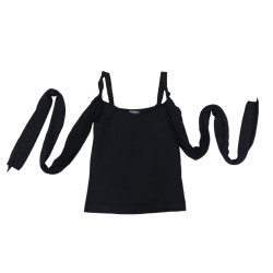 haut top chanel noir 40 avec bretelles a nouer boutons