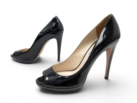 chaussures prada escarpins 40 cuir vernis noir black