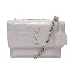 SAC A MAIN SAINT LAURENT SUNSET MEDIUM 442906 EN CUIR FACON CROCO HAND BAG 2400€