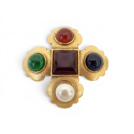 VINTAGE BROCHE CHANEL GRIPOIX VICTOIRE DE CASTELLANE 1986 CABOCHONS PEARL BROOCH