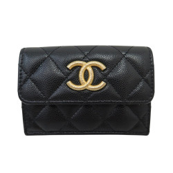 portefeuille chanel double rabat timeless logo cc cuir
