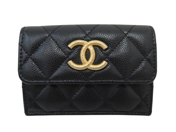 portefeuille chanel double rabat timeless logo cc cuir