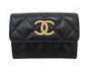 portefeuille chanel double rabat timeless logo cc cuir