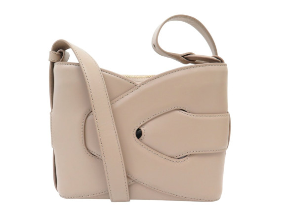  sac a main polene nodde en cuir lisse taupe