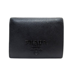 petit portefeuille prada logo en cuir saffiano porte