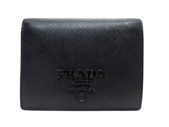 petit portefeuille prada logo en cuir saffiano porte