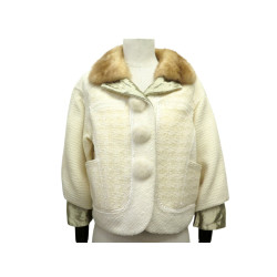  veste louis vuitton col fourrure vison xs 34