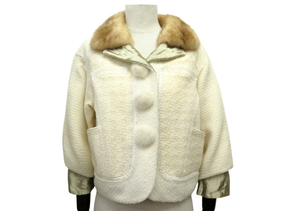  veste louis vuitton col fourrure vison xs 34