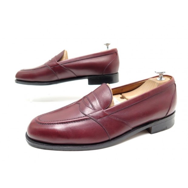 CHAUSSURES JM WESTON 7.5C 41.5 MOCASSINS SUR MESURE EN CUIR BORDEAUX SHOES