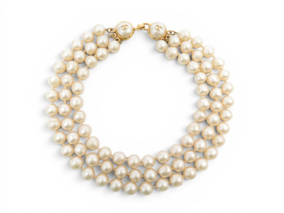  collier chanel 1994 avec 3 rangs de perles