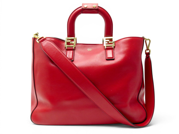 sac a main fendi tote medium 8bh368 cabas cuir rouge