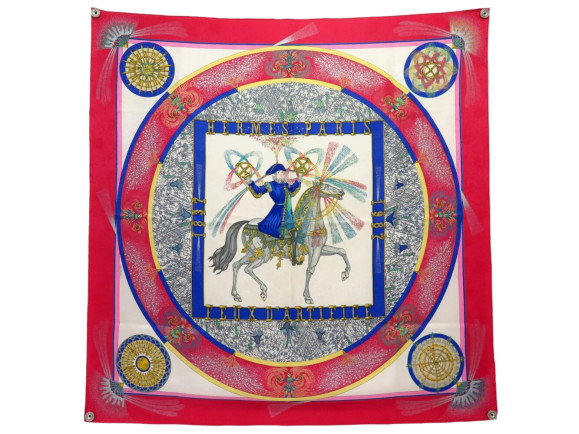 foulard hermes feux d'artifice carre 90 en soie rouge