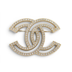  broche chanel logo cc strass a64746 en metal