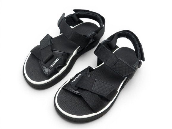  sandales chanel dad g45083 cuir noir brides 36
