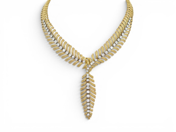 collier boucheron plume de paon en or jaune 18k 118gr