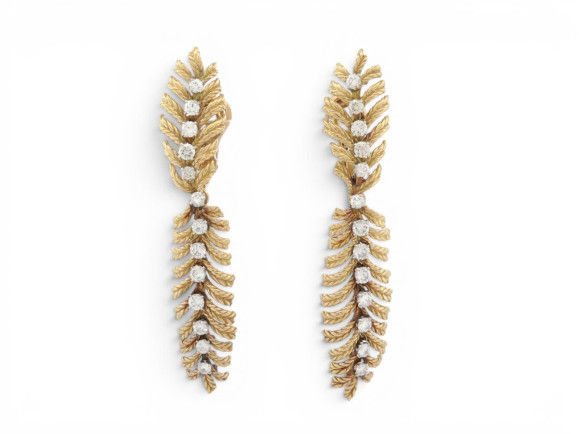 boucles d'oreilles boucheron plume de paon or jaune