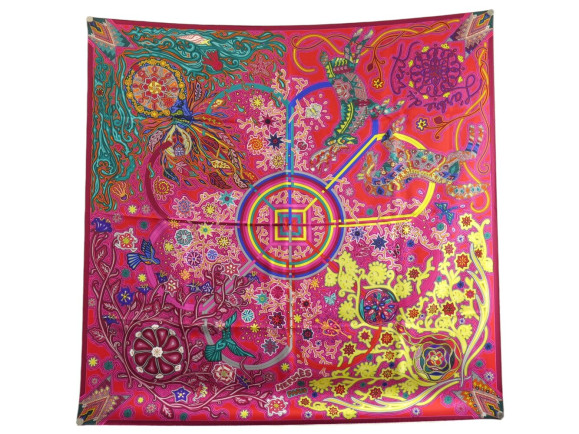 rare foulard hermes l'arbre du vent lugo carre 90