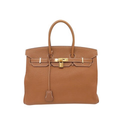 sac a main hermes birkin 35 cuir togo gold metal dore