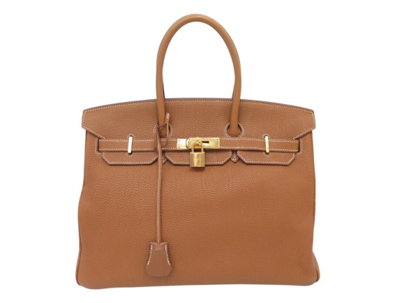 sac a main hermes birkin 35 cuir togo gold metal dore