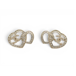  boucles d'oreilles chanel double coeur logo cc