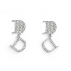  boucles d'oreilles dior pendante logo cd strass