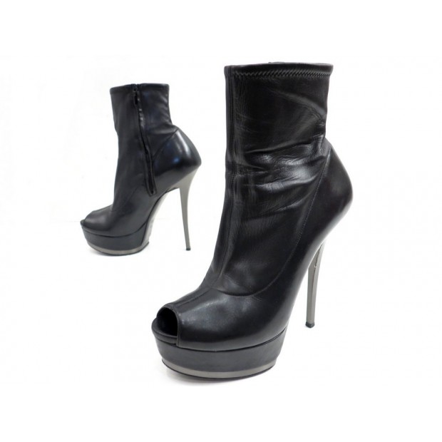 CHAUSSURES GUCCI BOTTINES 228939 37 FR EN CUIR NOIR LEATHER BOOTS SHOES 725€