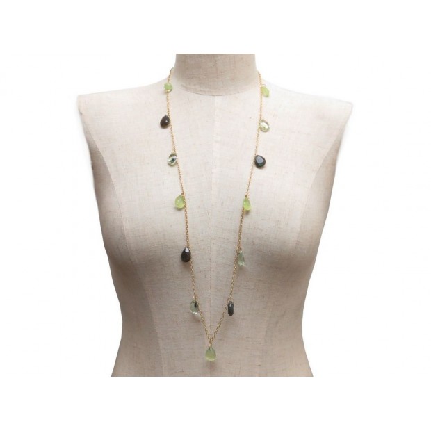 COLLIER MORGANNE BELLO 90CM SAUTOIR EN OR JAUNE & PIERRES 37GR NECKLACE 1500€